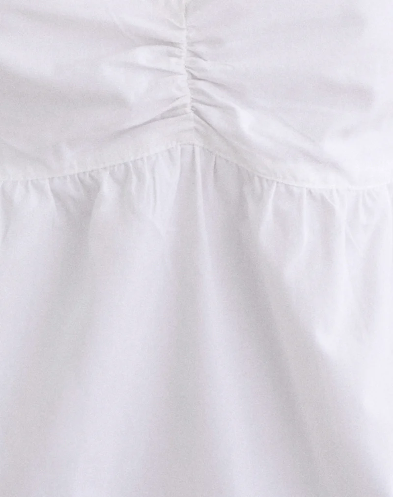 Caixia V Neck Blouse in Poplin White - Image 6