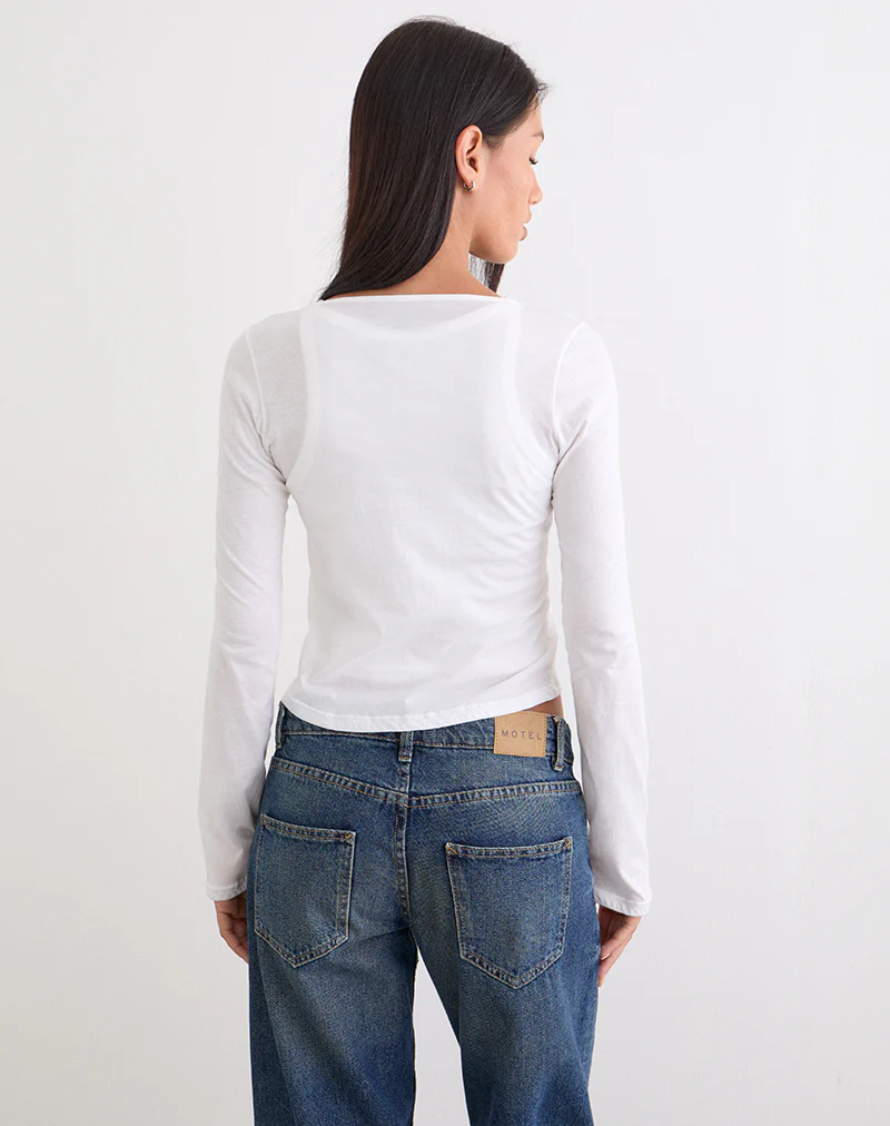 Cak Long Sleeve Top in Tissue Jersey White - Image 4