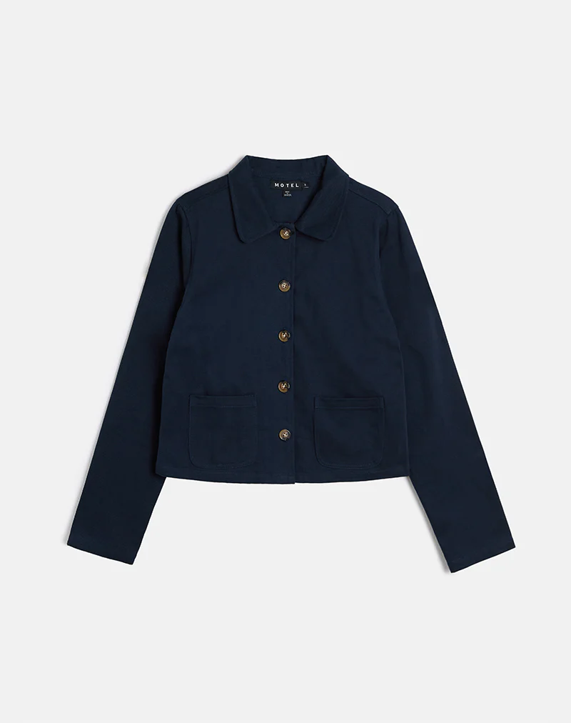 Calva Boxy Jacket in Dark Navy - Image 5