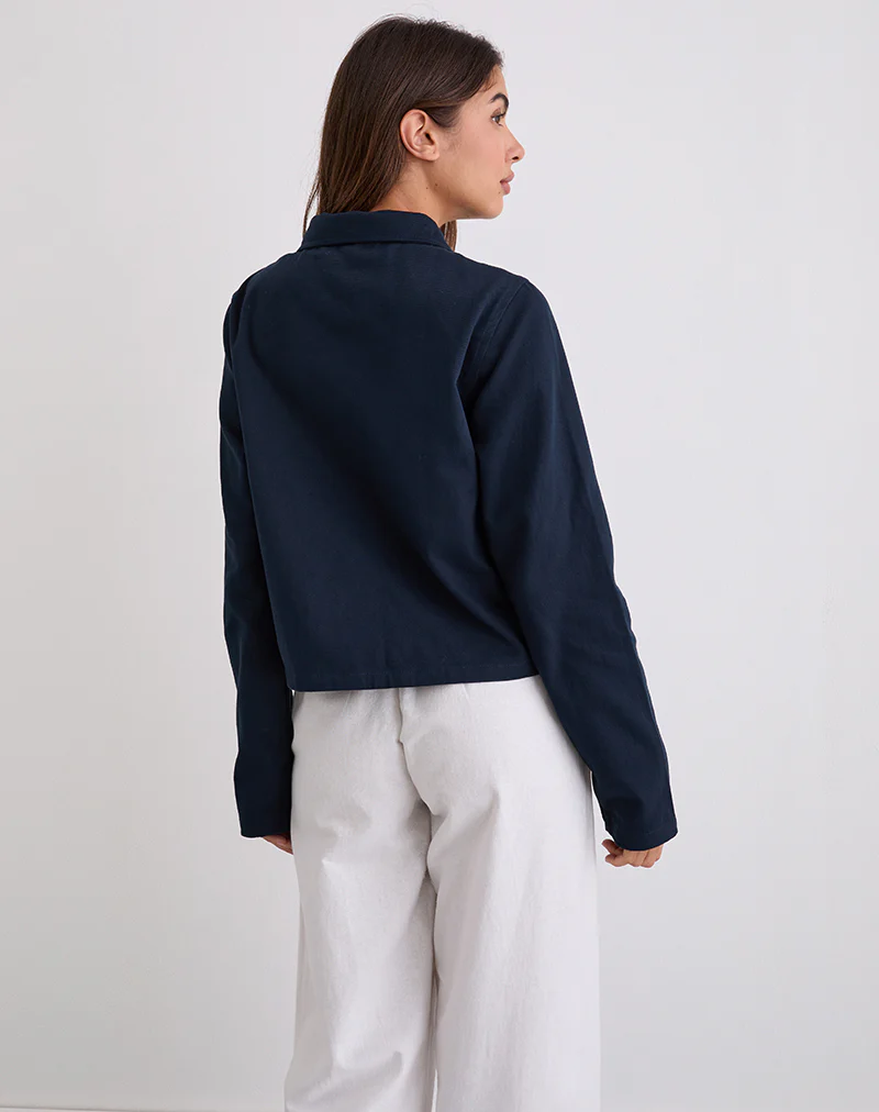 Calva Boxy Jacket in Dark Navy - Image 6