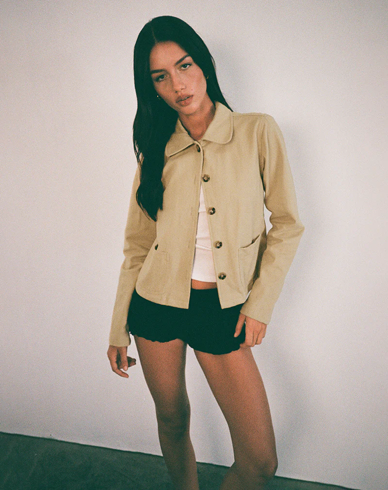 Calva Boxy Jacket in Tan - Image 3