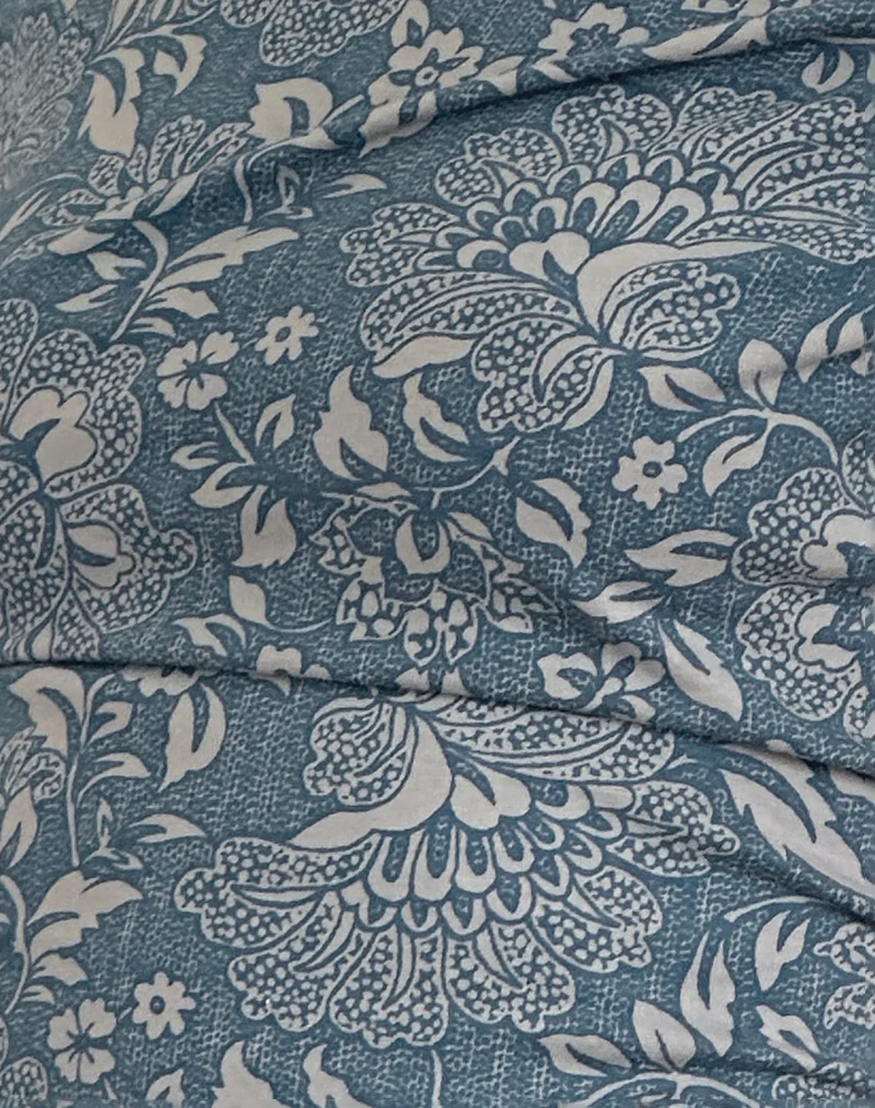 Calypso Top in Blue Ornate Print Lycra - Image 5