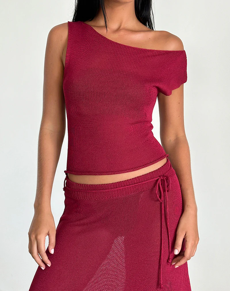 Calypso Top in Sheer Knit Red - Image 3