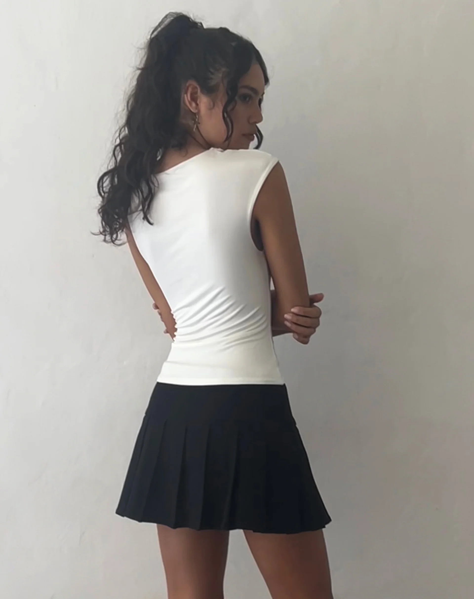 Cambrie Asymmetric Sleeveless Top in Ivory - Image 5