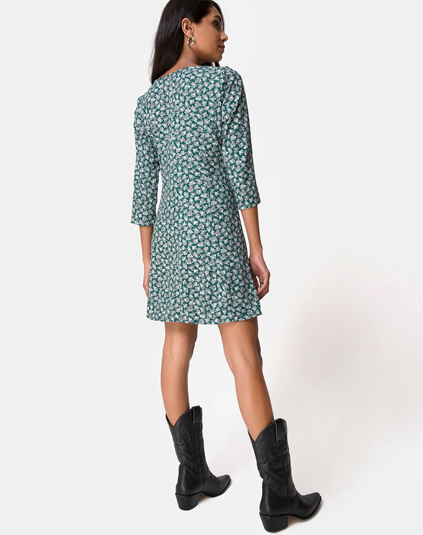 Camdy Dress in Floral Bloom Green - Image 4