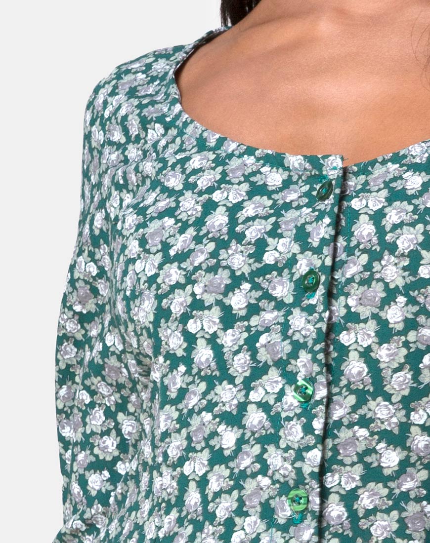 Camdy Dress in Floral Bloom Green - Image 5