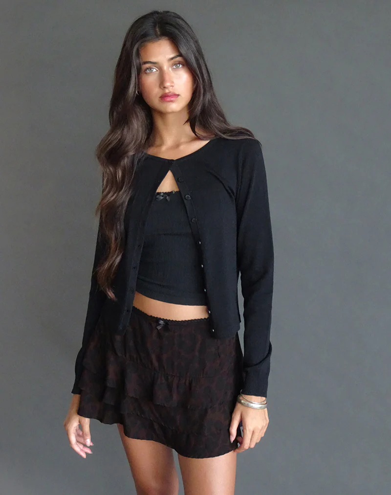 Camigi Mini Skirt in Brown Jaguar Print - Image 2