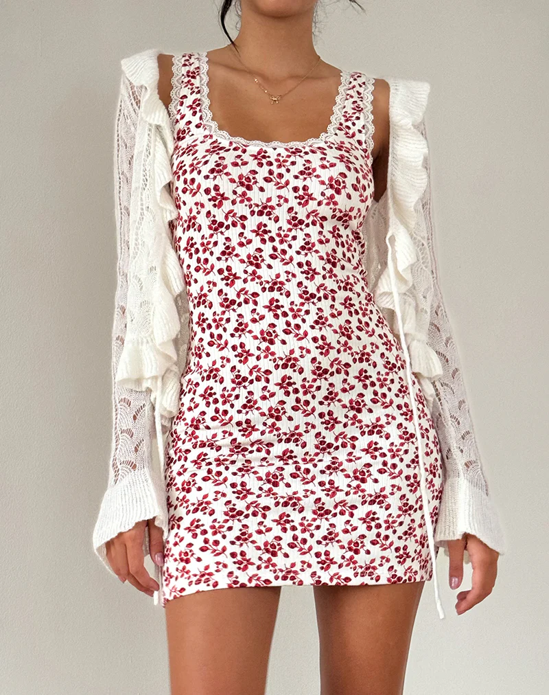 Camina Dress in Summer Strawberry Off White - Image 4