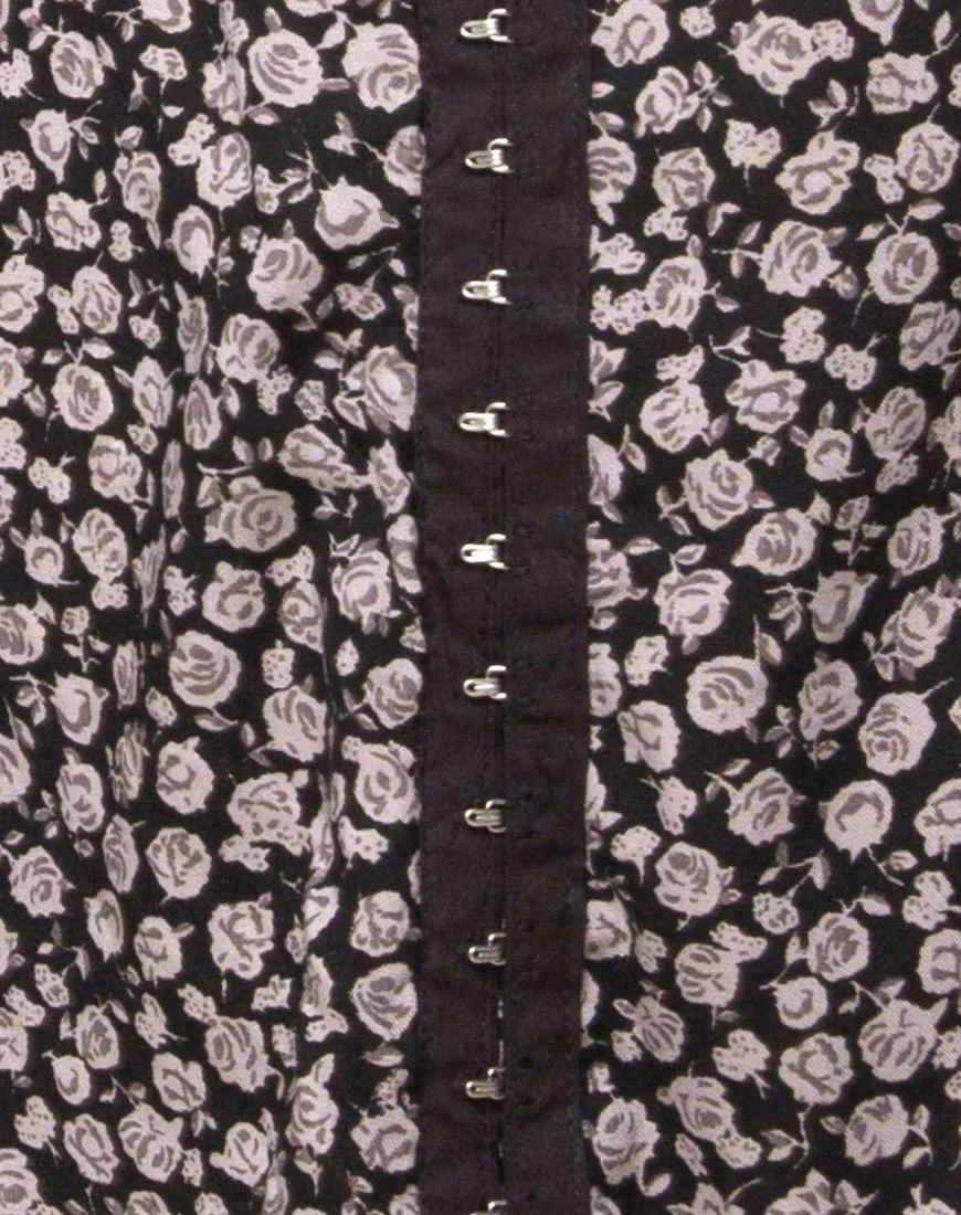 Camisa Swing Dress in Ditsy Rose Black - Image 8