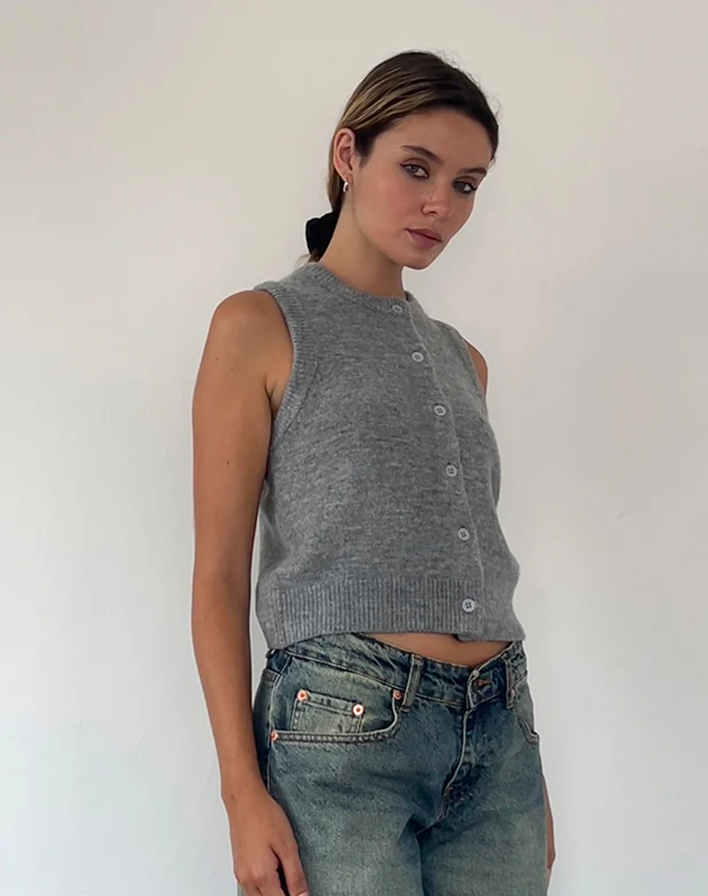Cancri Button Through Vest in Grey - Image 3