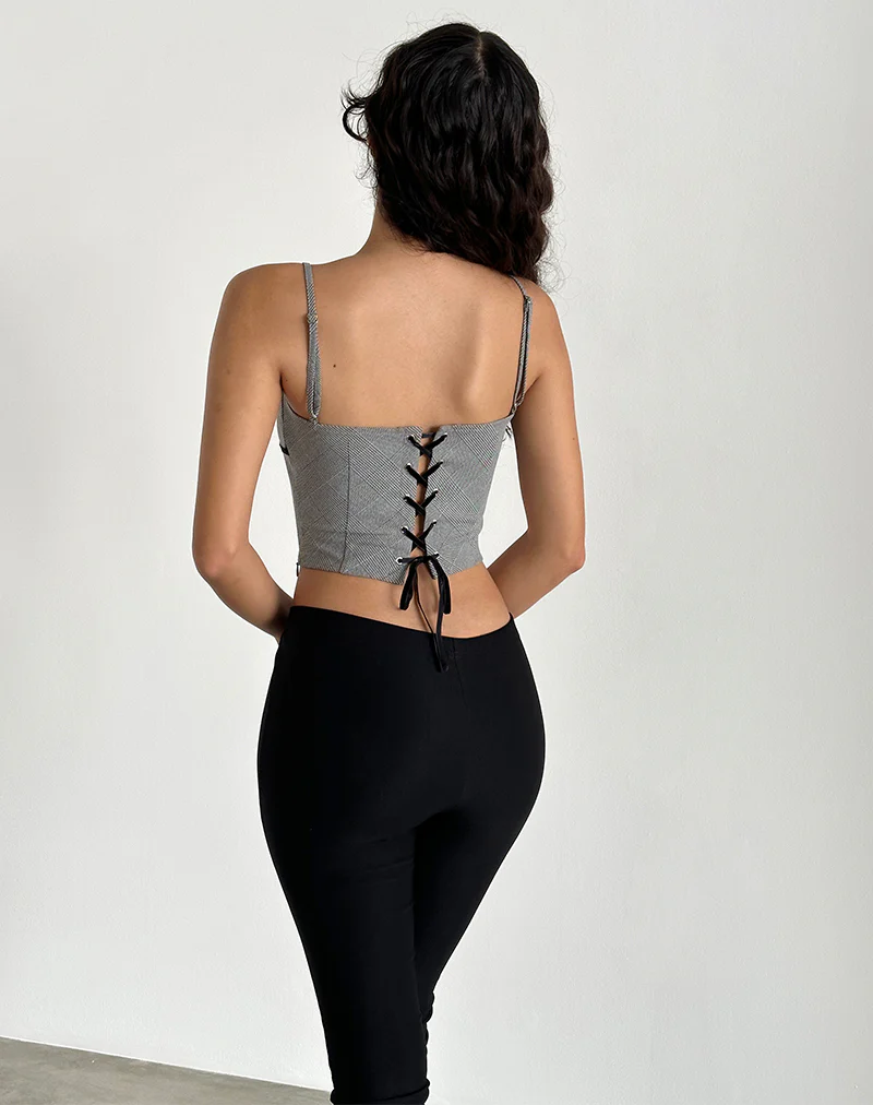 Canika Corset Top in Black and White Multi Check - Image 5