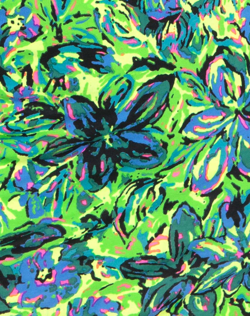 Canna Bodycon Dress in Fluro Flower Citrus - Image 5