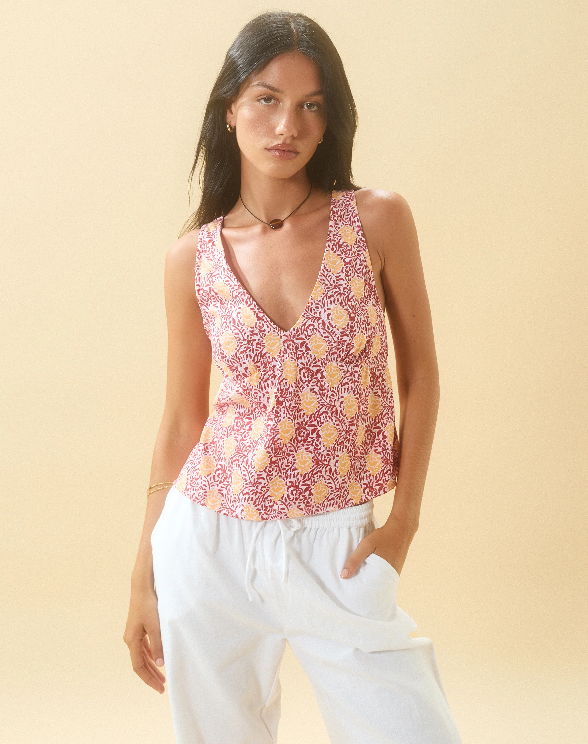Cantika Top in Bohemian Batik Maroon Peach - Image 2