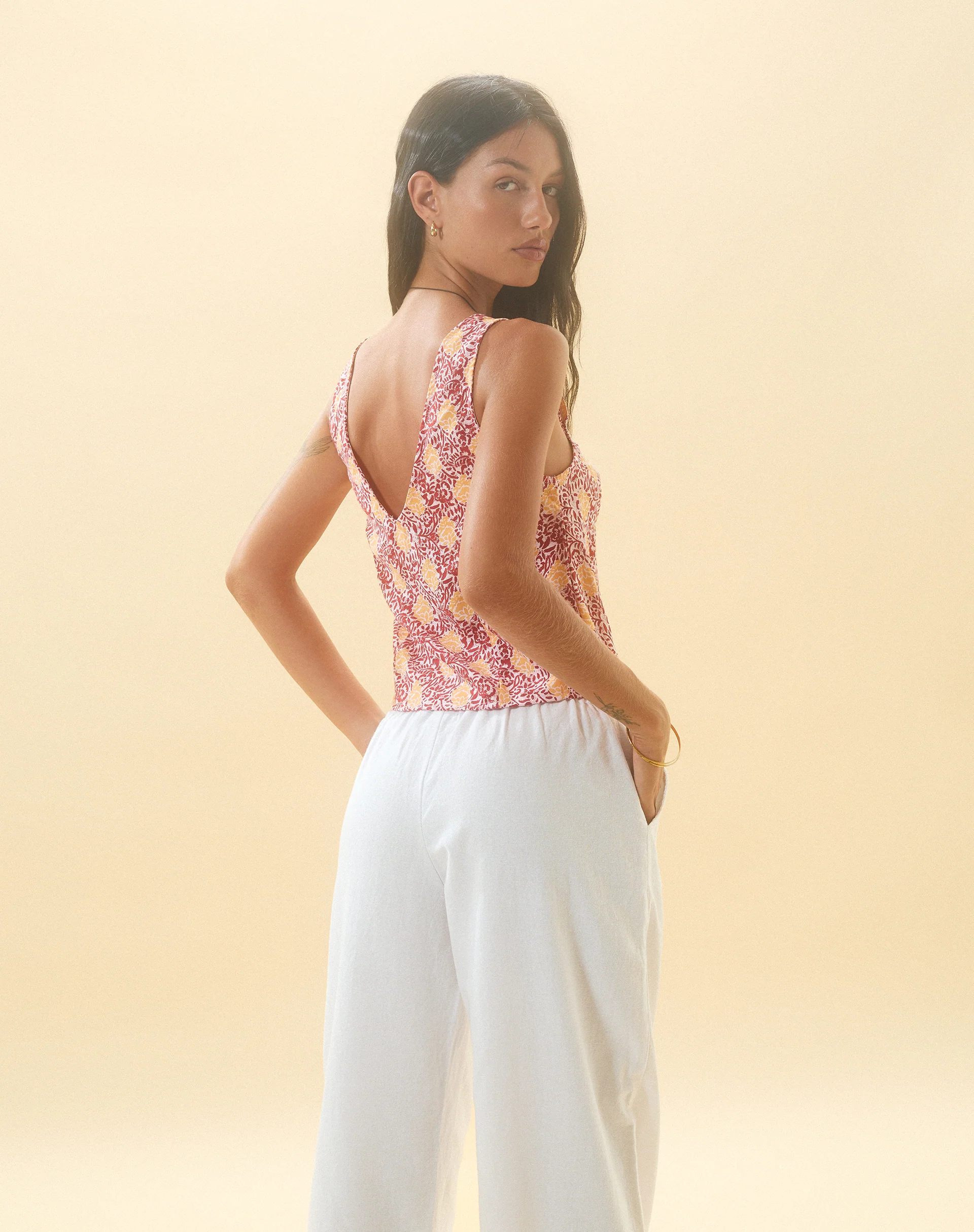 Cantika Top in Bohemian Batik Maroon Peach - Image 4