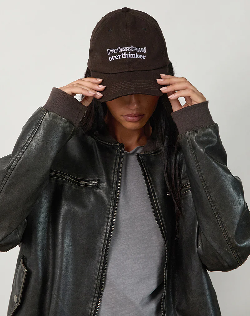 Cap in Bitter Chocolate with Professional Overthinker Slogan - Image 4