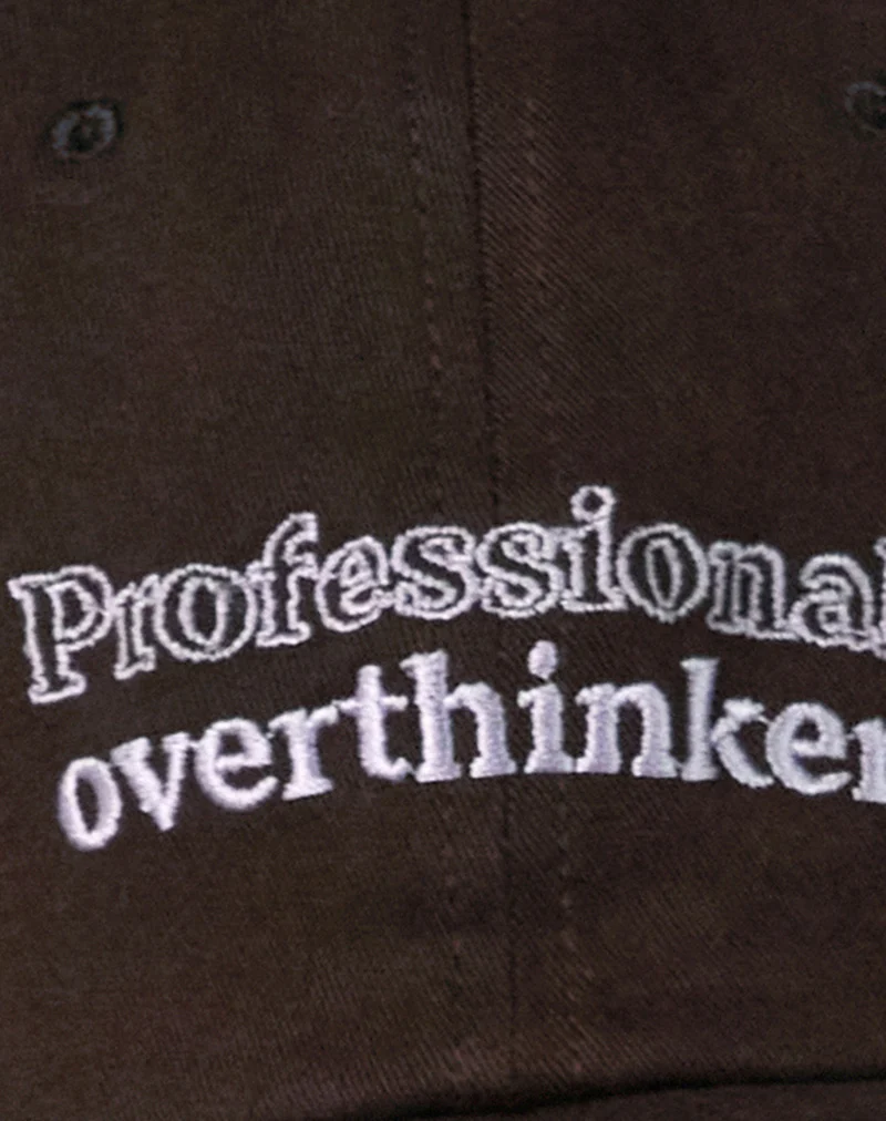 Cap in Bitter Chocolate with Professional Overthinker Slogan - Image 6