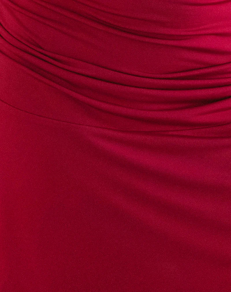 Carey Mini Dress in Lycra Slinky Red - Image 7