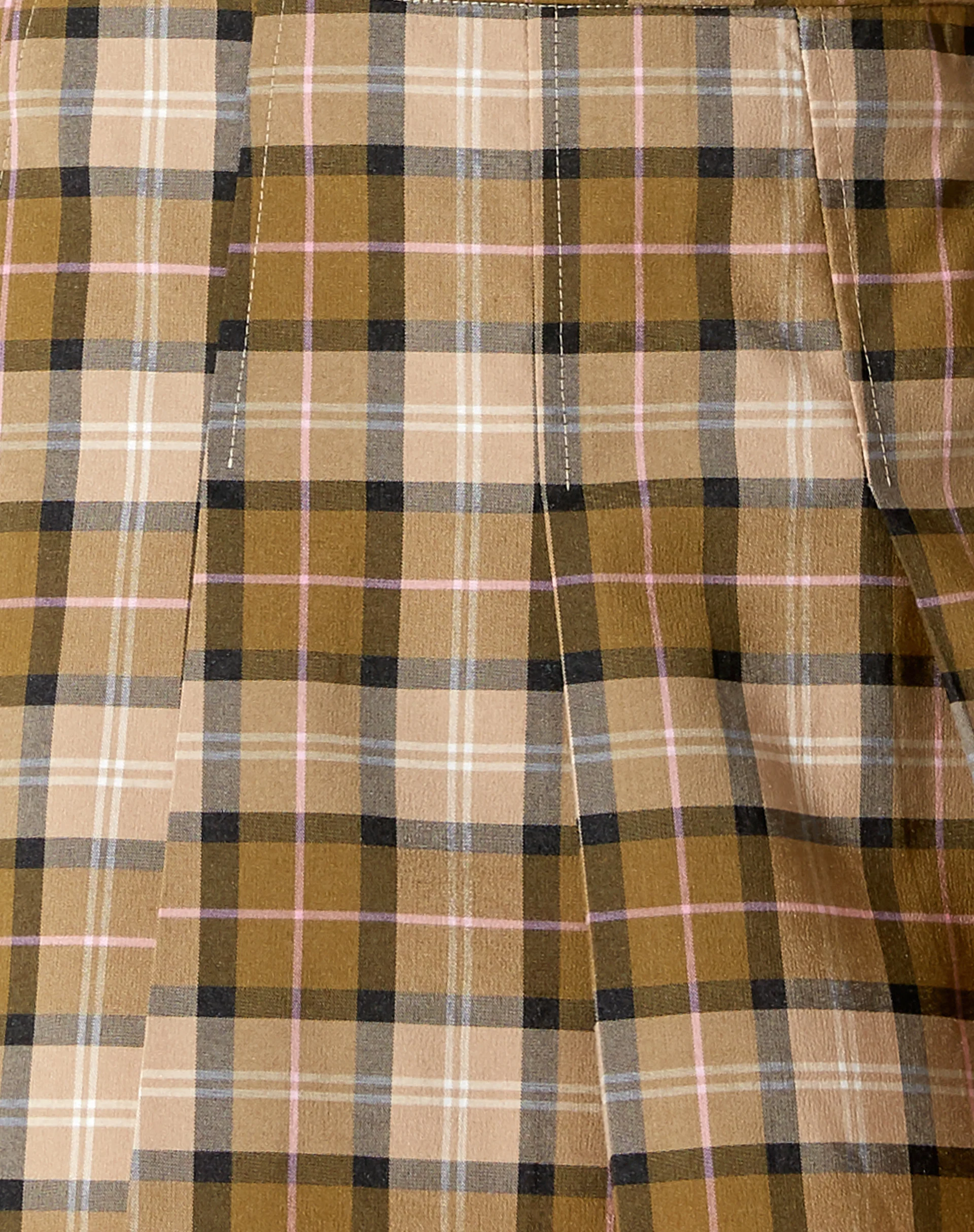Carga Mini Skirt in Check Brown Tan and Pink - Image 6