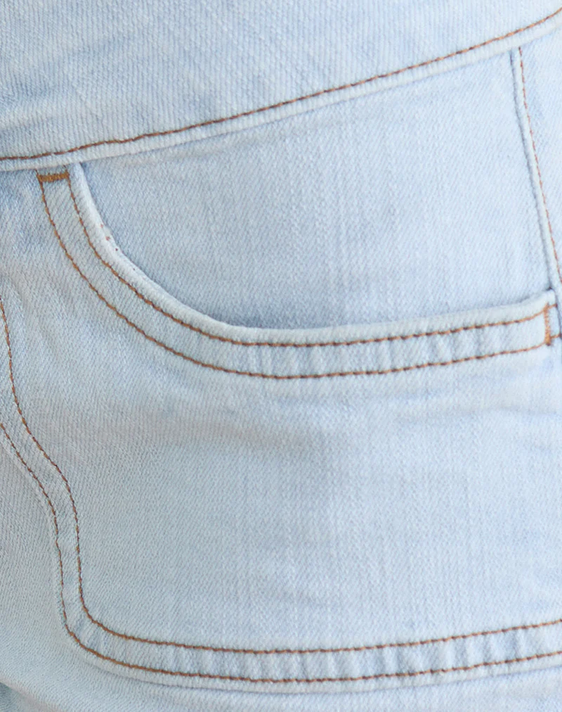 Low Rise Denim Cargo Hotpant In Sky Blue - Image 7