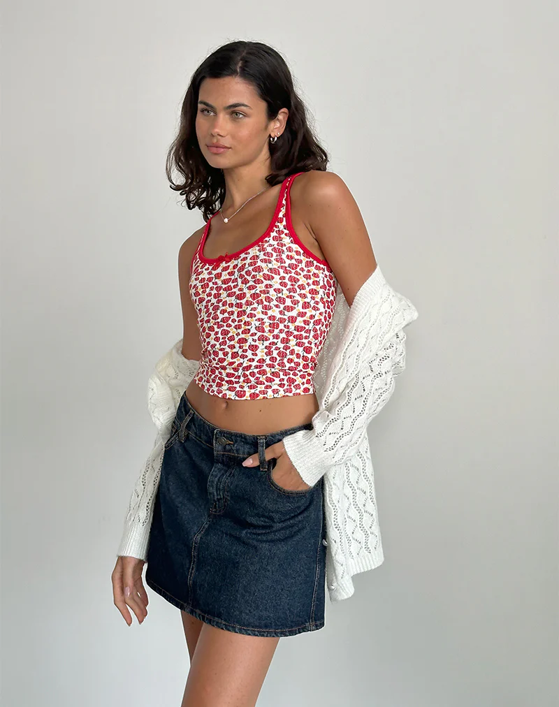 Carili Vest Top in Strawberry 2023 Print