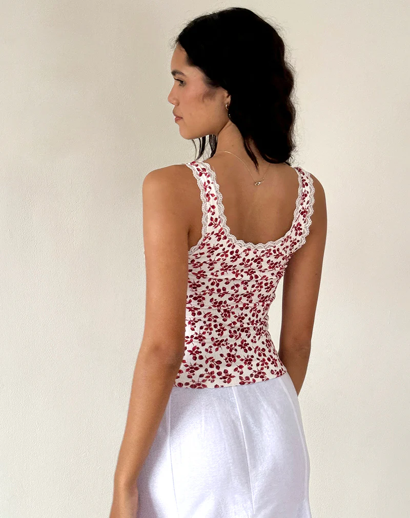 Carillo Top in Summer Strawberry Off White - Image 2