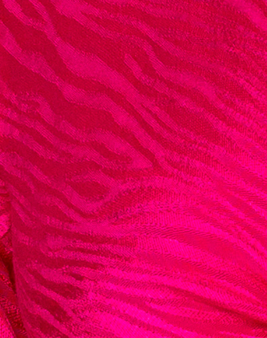 Carina Crop Top in Satin Zebra Fuchsia - Image 5