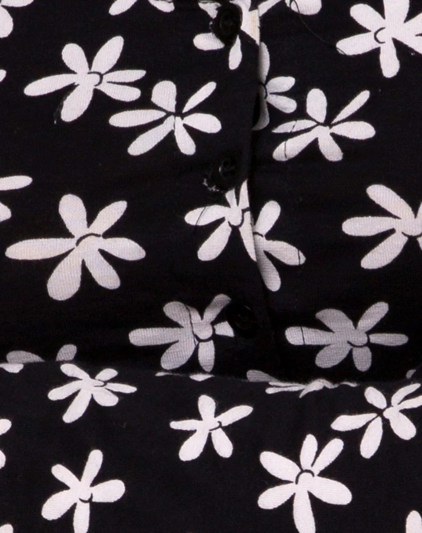 Carla Crop Top in 90's Daisy Black and White - Image 6
