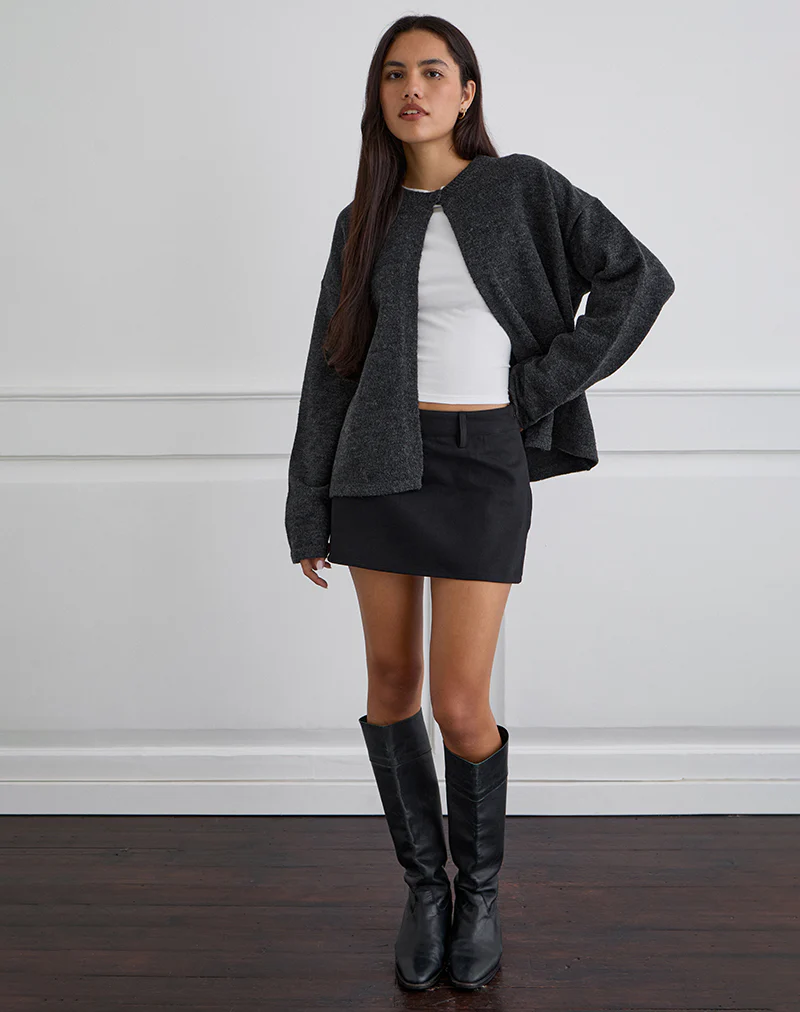 Carlin Mini Skirt in Twill Black - Image 2