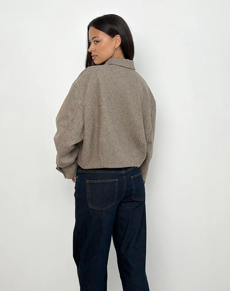 Carlo Cropped Jacket in Check Brown - Image 4