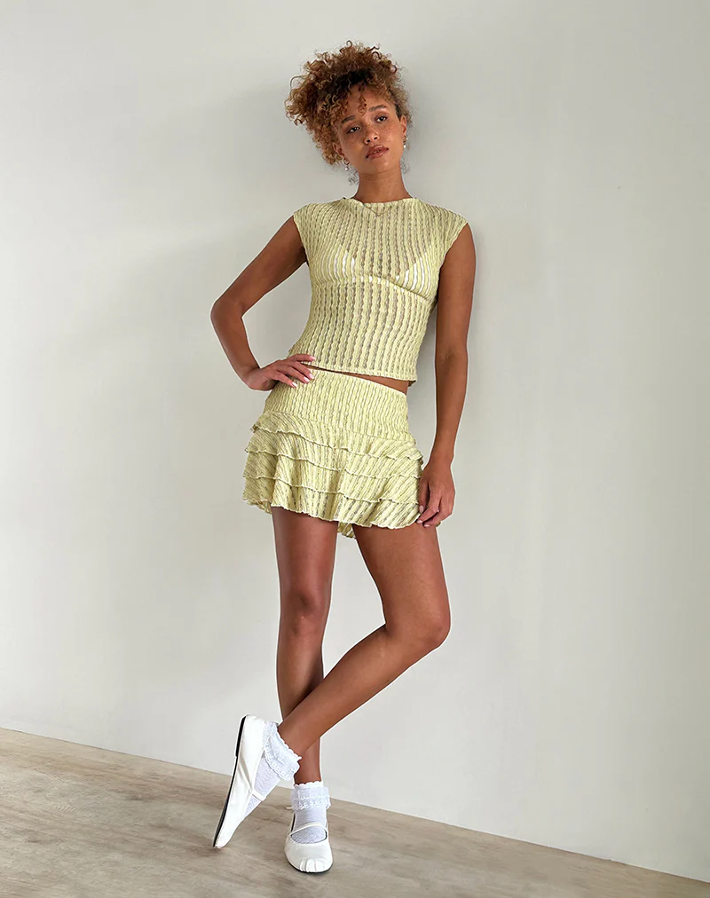 Carlota Mini Skirt in Crinkle Sage - Image 2
