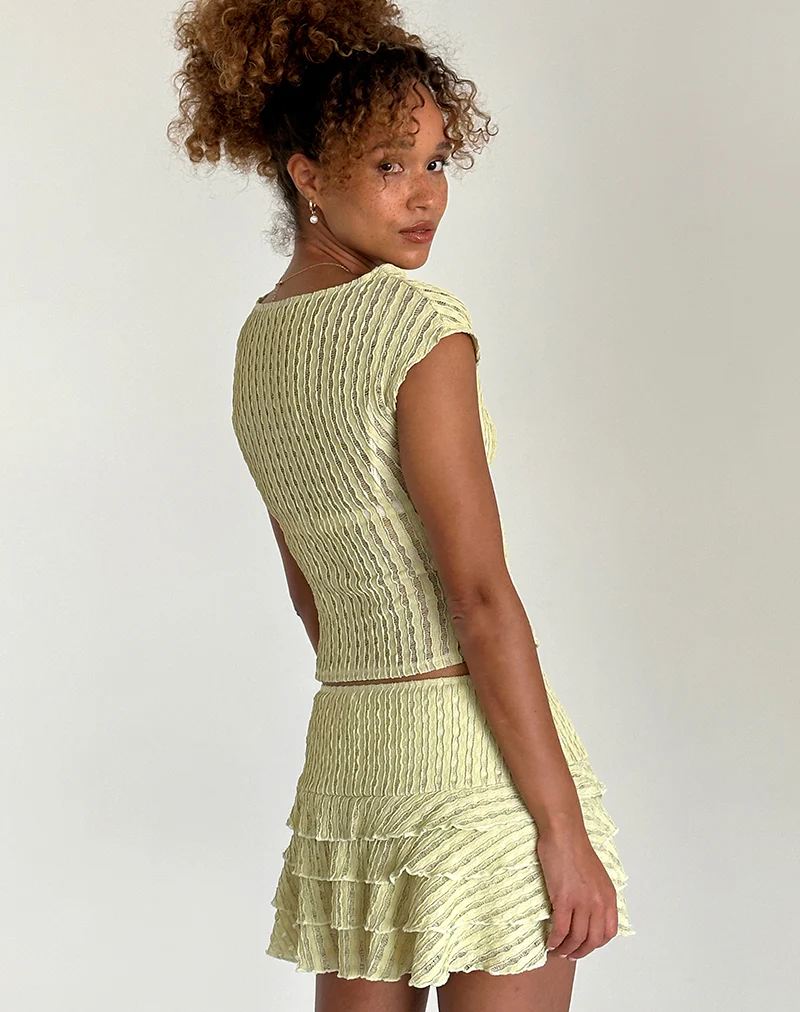 Carlota Mini Skirt in Crinkle Sage - Image 4