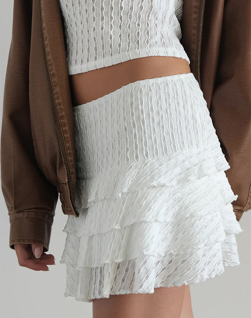 Carlota Mini Skirt in Crinkle White - Image 2