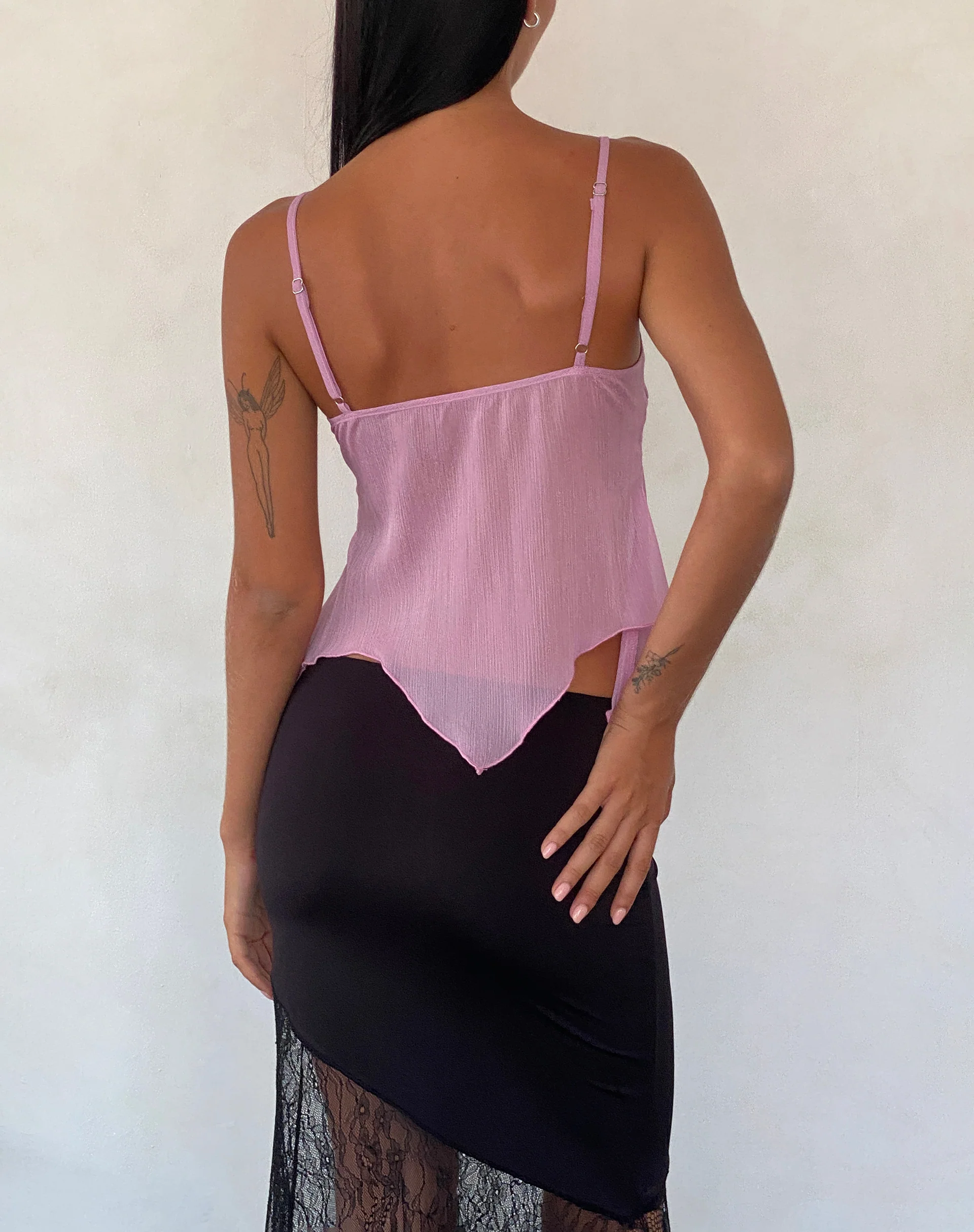 Carmeline Longline Cami Top in Shimmer Pink - Image 5
