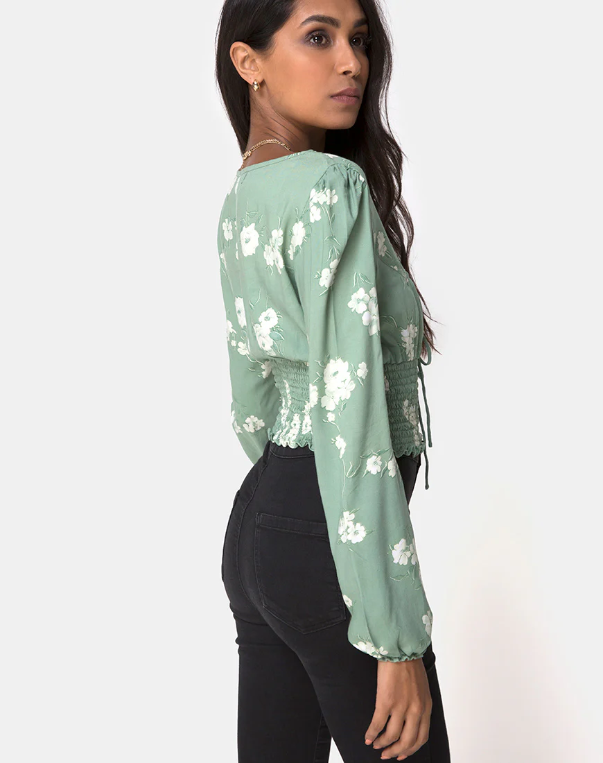 Carmen Top in Mono Flower Green - Image 2