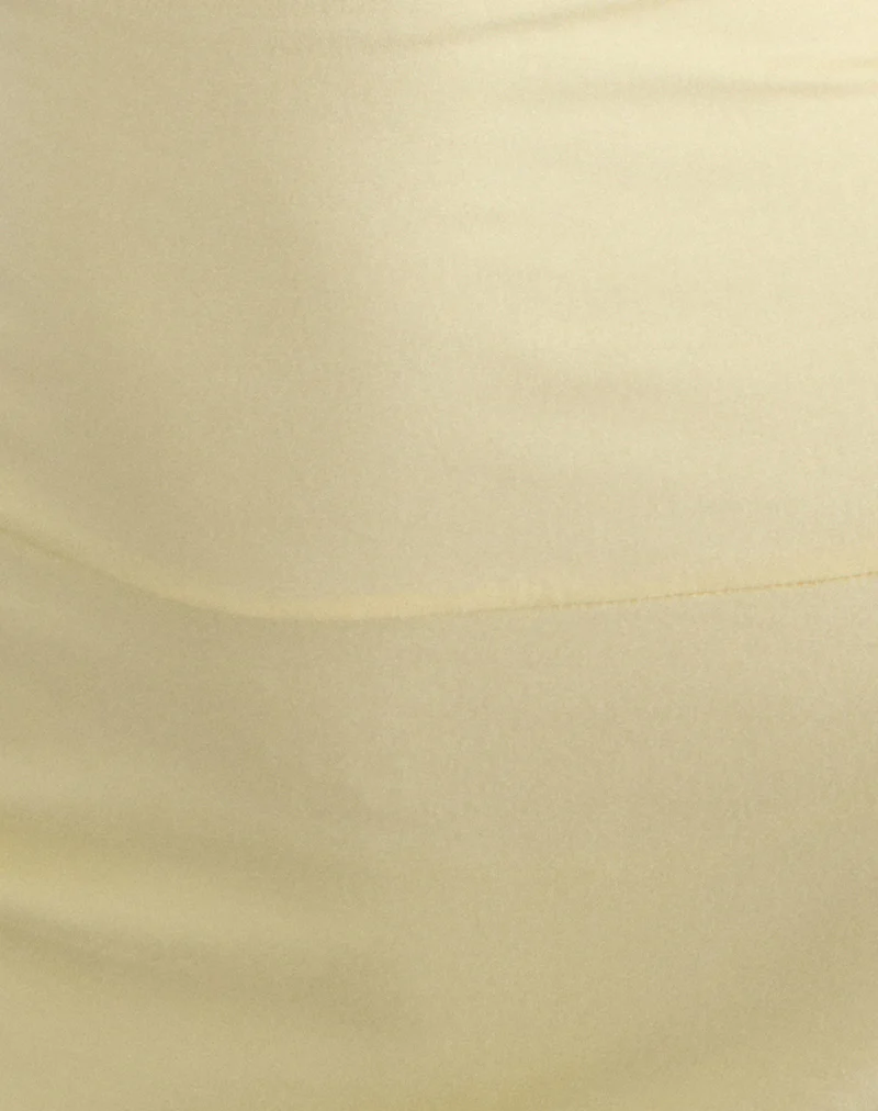 Carmila Gathered Mini Dress in Jersey Lemon - Image 7