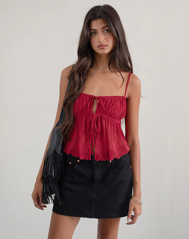 Carmina Cami Top in Mesh Cherry - Image 4