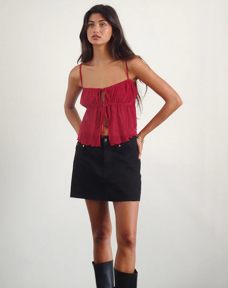 Carmina Cami Top in Mesh Cherry - Image 5