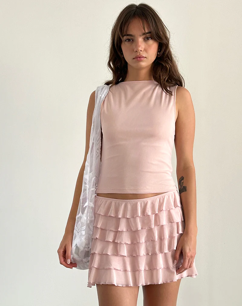 Cartina Mini Skirt in Peachskin Mesh - Image 2