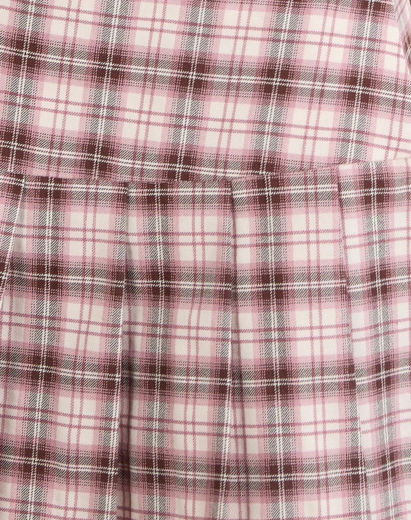 Casini Mini Pleated Micro Skirt in Pink Check - Image 7