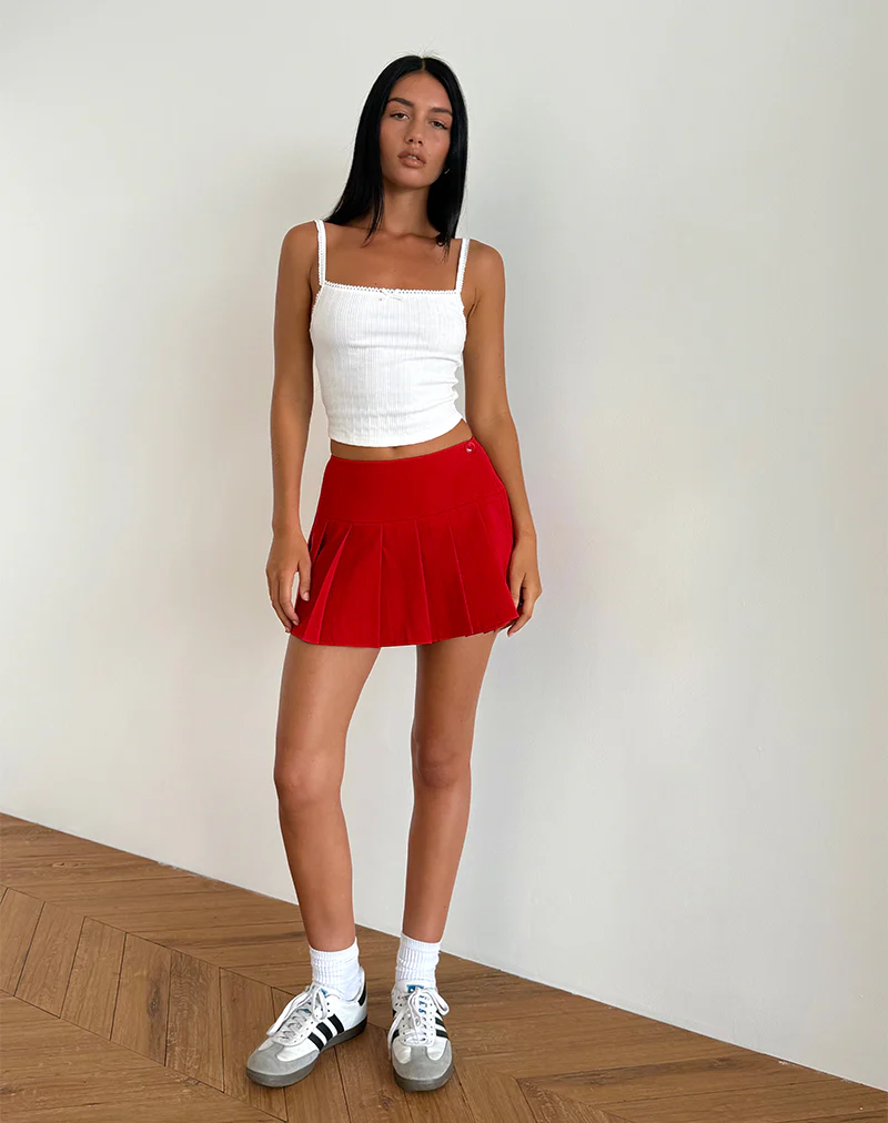 Casini Mini Skirt in Soft Tailoring Red - Image 2
