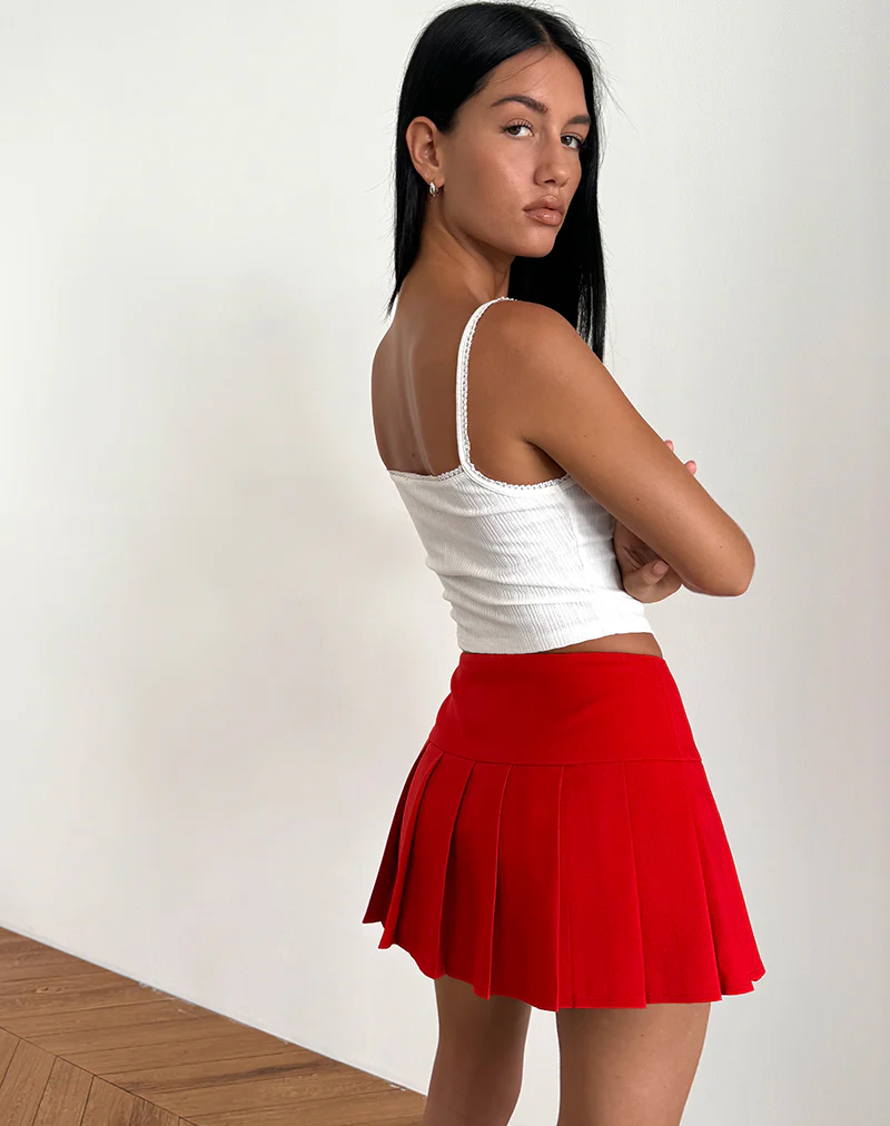 Casini Mini Skirt in Soft Tailoring Red - Image 3