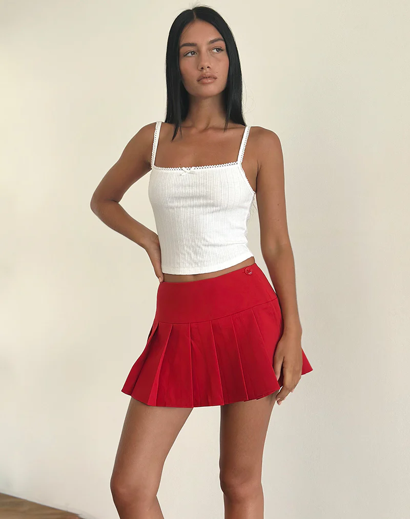 Casini Mini Skirt in Soft Tailoring Red - Image 5