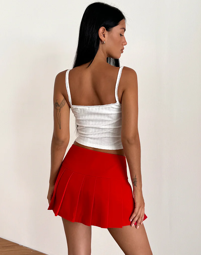 Casini Mini Skirt in Soft Tailoring Red - Image 6
