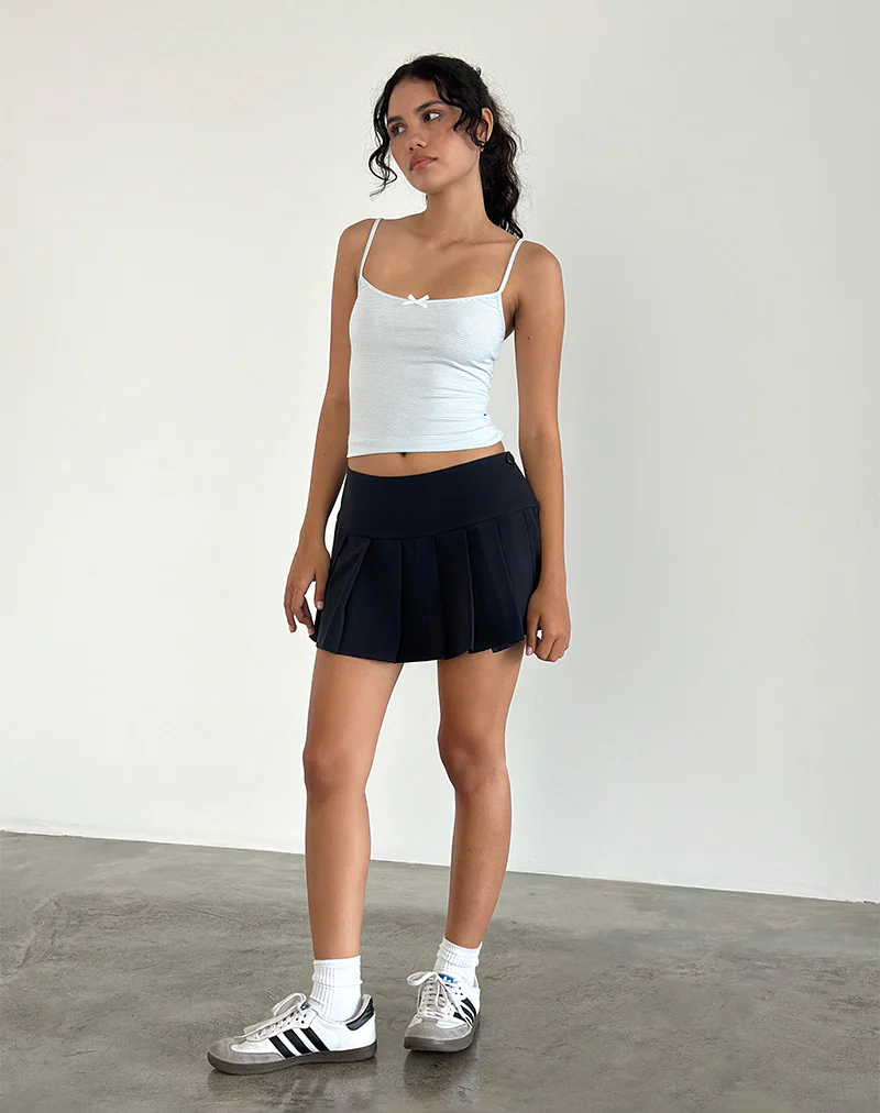 Casini Pleated Micro Skirt in Tailoring Navy - Image 2