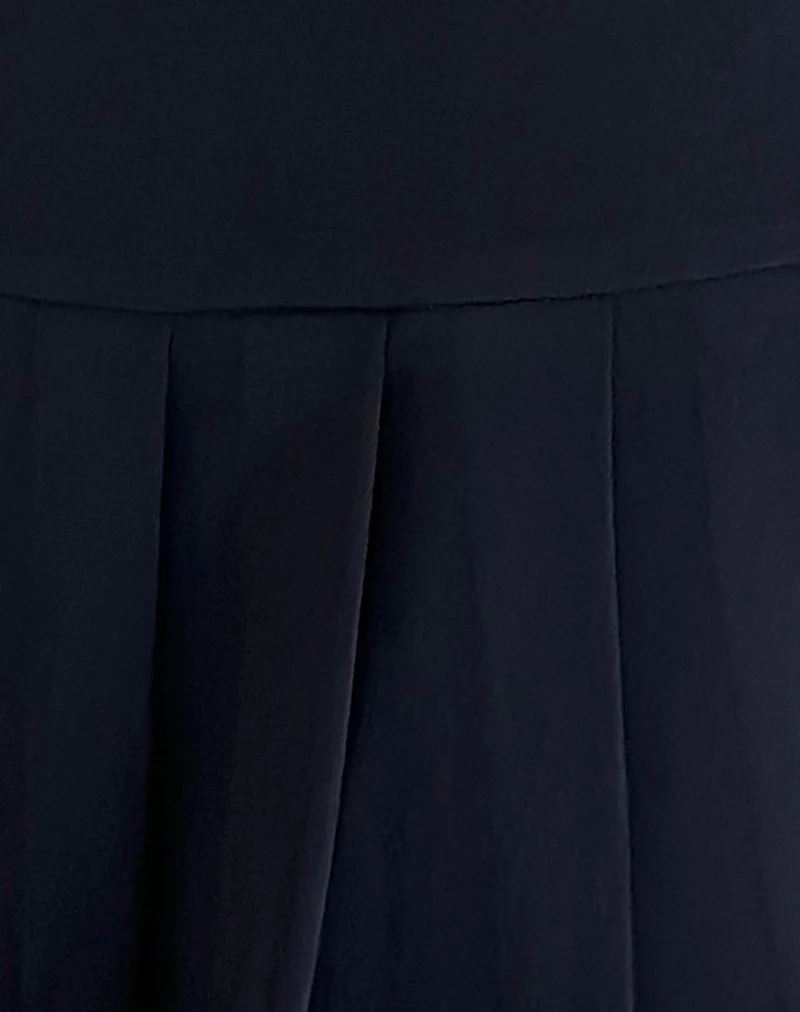 Casini Pleated Micro Skirt in Tailoring Navy - Image 6