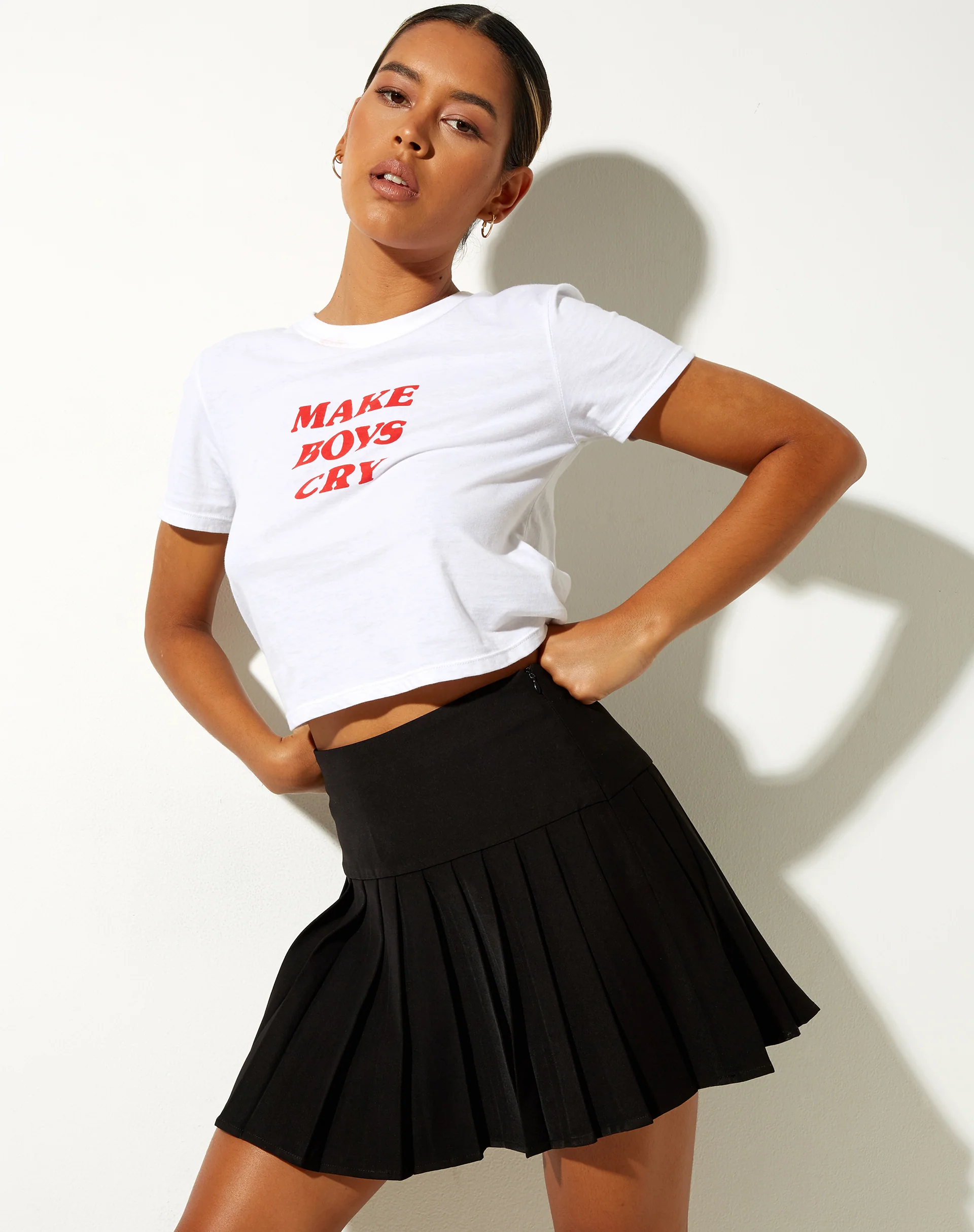 Cason Mini Pleat Skirt in Black - Image 3