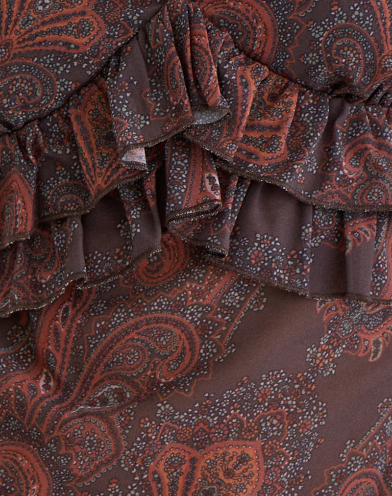 Casoya Top in Chiffon Royal Paisley Burgundy - Image 6
