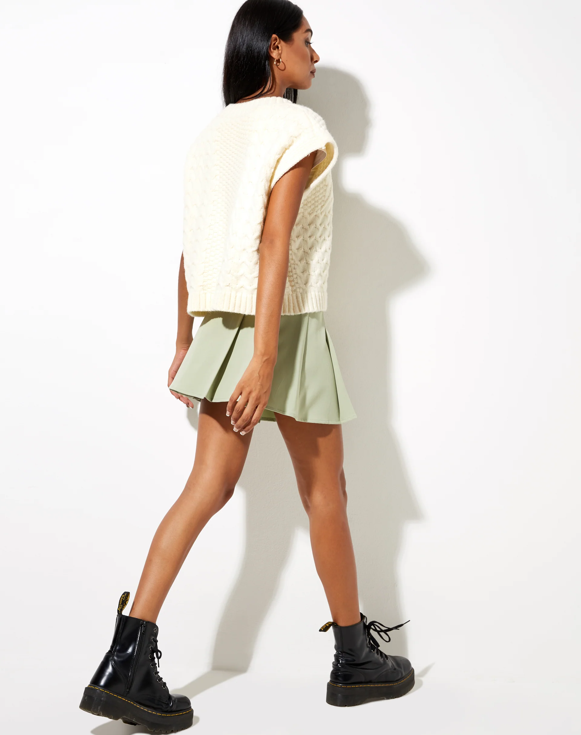 Cassia Pleated Skirt in Sage - Image 4