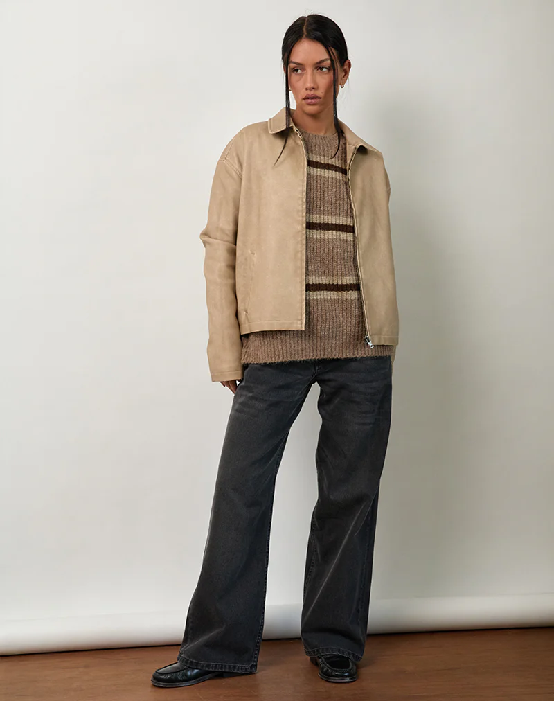 Catalin Jacket In Worn PU Sand - Image 3
