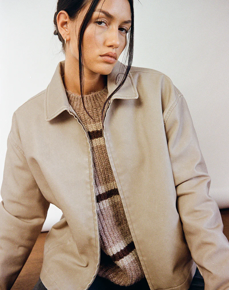Catalin Jacket In Worn PU Sand - Image 6
